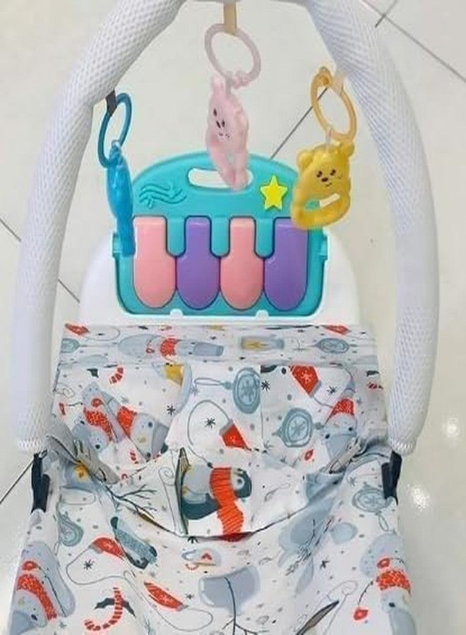 Grofly Multi-Functional Baby Bouncer| Baby Play Gym & Fitness Rack with Hanging Rattles & Musical Keyboard Piano Chair Playing Sleeping Rocking Chair Cradle Kids Bassinet Chair - Image 3